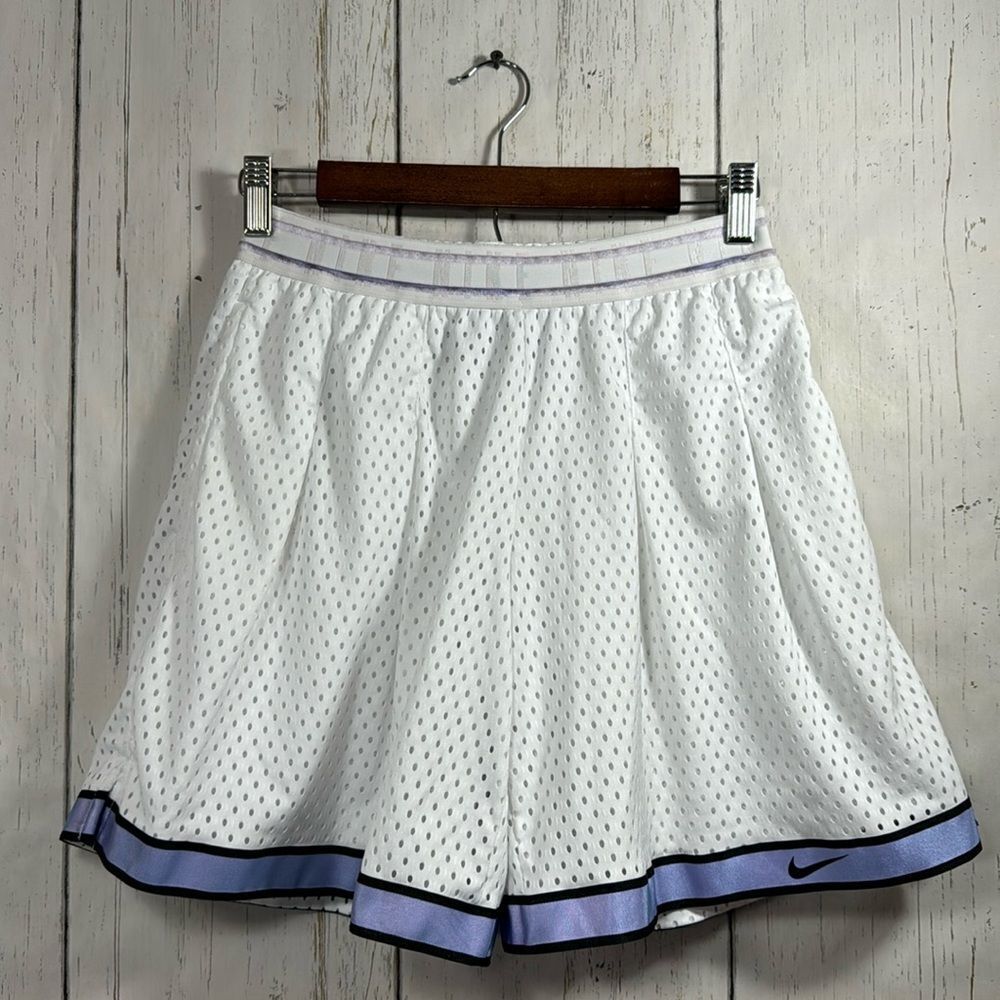Nike Girls Loose Fit Athletic Shorts White Purple Drawstring  Shorts